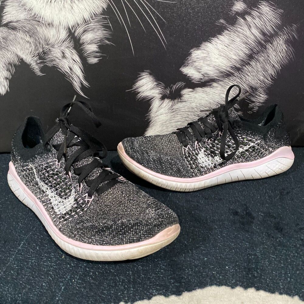Nike Free RN Flyknit 2018 942839-007 Athletic Sneaker Womens 8 Black Knit Sports
